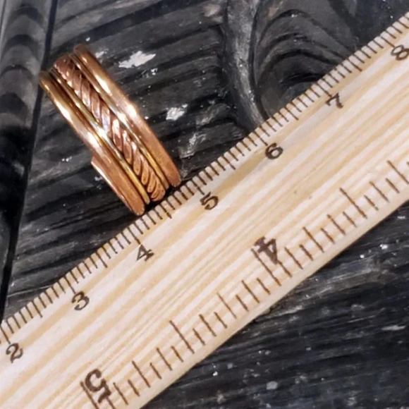 Ethnic Tribal India Brass and Copper Adjustable Handcrafted Artisan Metal Ring - Picture 8 of 12